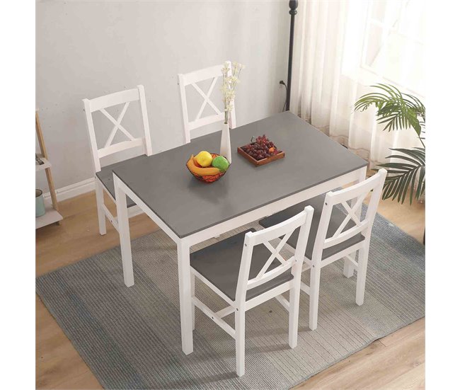 Conforama Conjunto de mesa + 4 sillas VERSALLES II Gris Tienda
