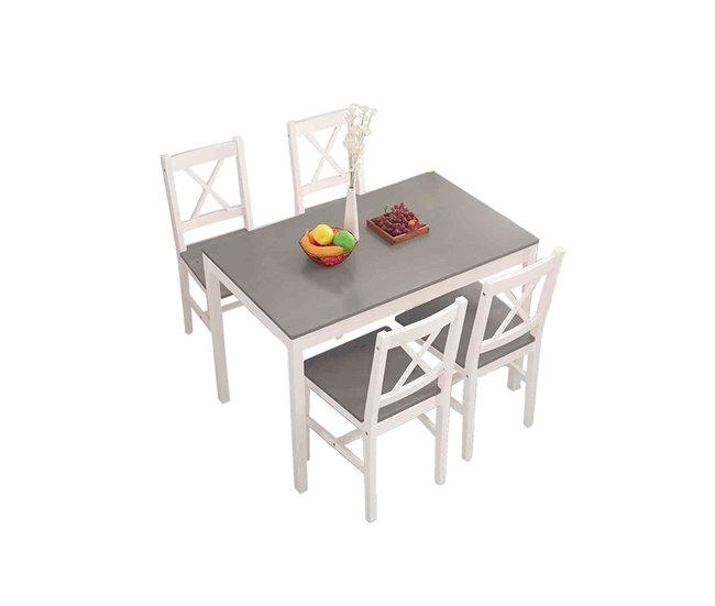 Conforama Conjunto de mesa + 4 sillas VERSALLES II Gris Tienda