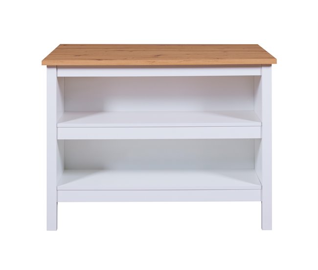 Conforama Isla de cocina JULINA roble y blanco ÚLTIMAS EDICIONES