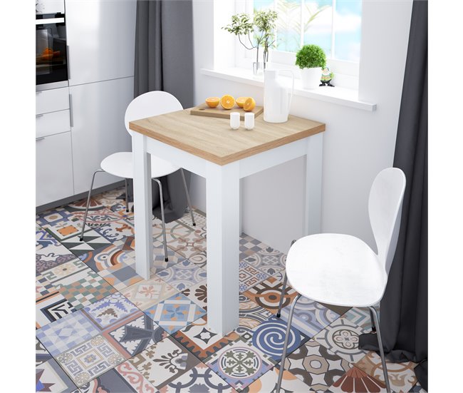 Conforama Mesa de cocina extensible VERNA natural y blanco Solo queda un día