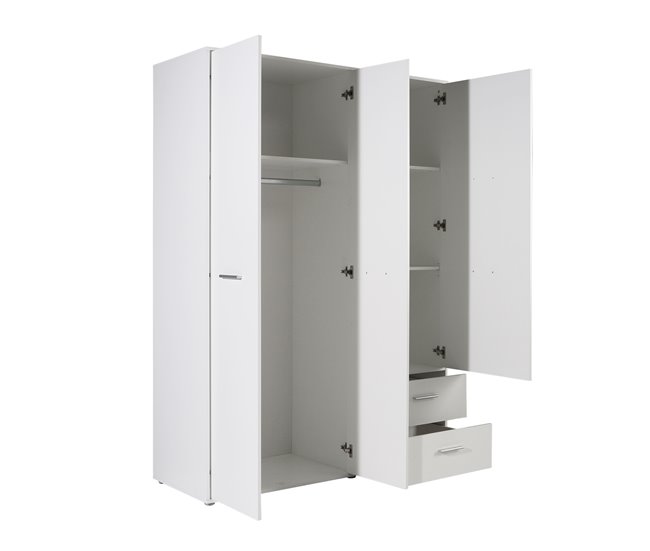 Conforama Armario MOKARIS puertas batientes y 2 cajones 144x200cm blanco Grandes descuentos