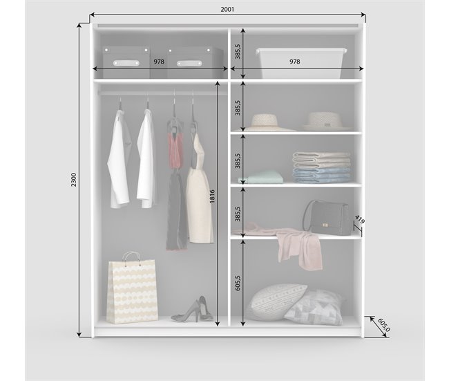 Conforama Armario ALHAMBRA puertas correderas 200x230cm blanco Envío internacional gratuito