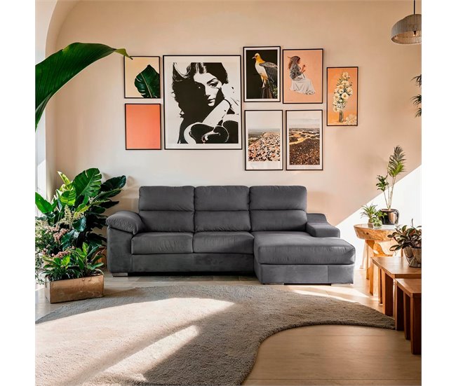 Conforama Chaise longue DANIELA 2 lado derecho color antracita Tienda de fábrica