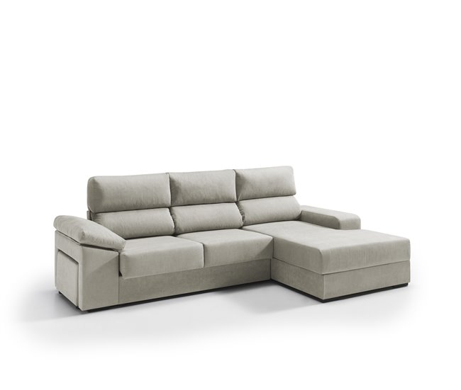 Conforama Chaise longue derecha con arcón RUBIK color beige En oferta