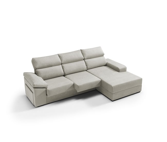 Conforama Chaise longue derecha con arcón RUBIK color beige En oferta