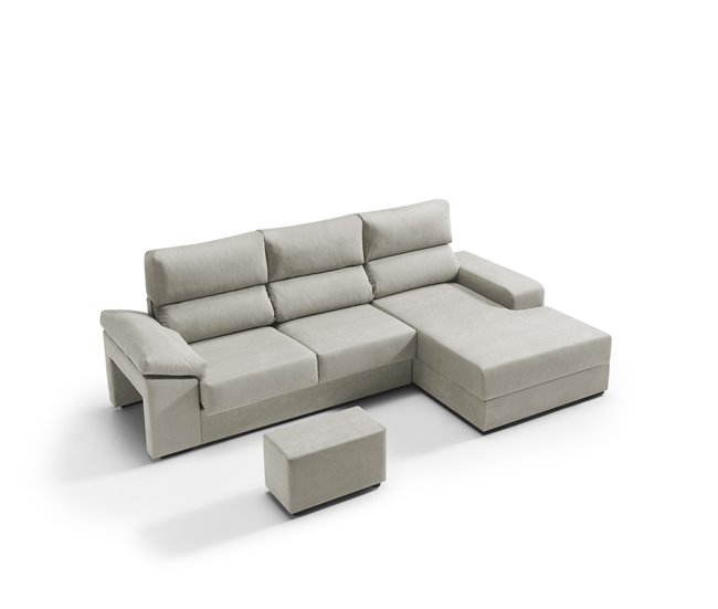 Conforama Chaise longue derecha con arcón RUBIK color beige En oferta