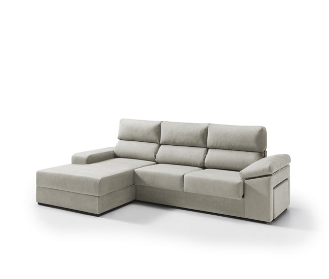 Conforama Chaise longue izquierda con arcón RUBIK color beige Descuentos del mes