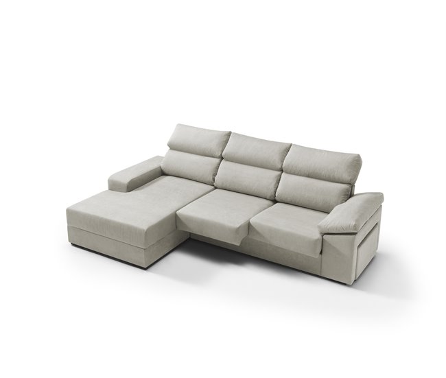 Conforama Chaise longue izquierda con arcón RUBIK color beige Descuentos del mes