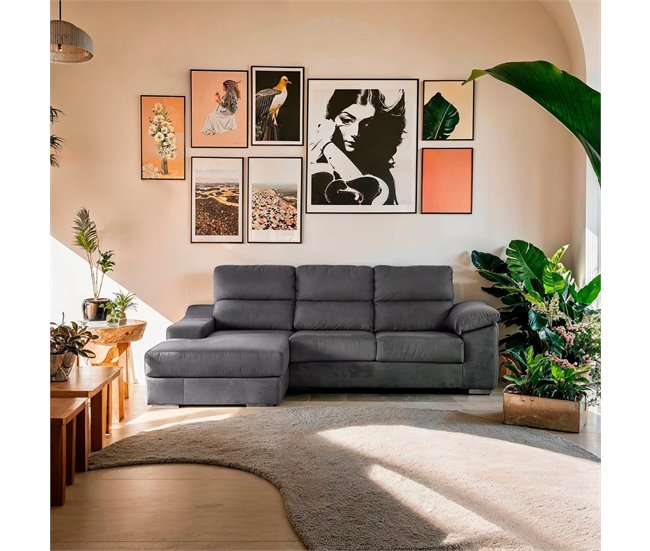 Conforama Chaise longue DANIELA 2 lado izquierdo color antracita Última moda
