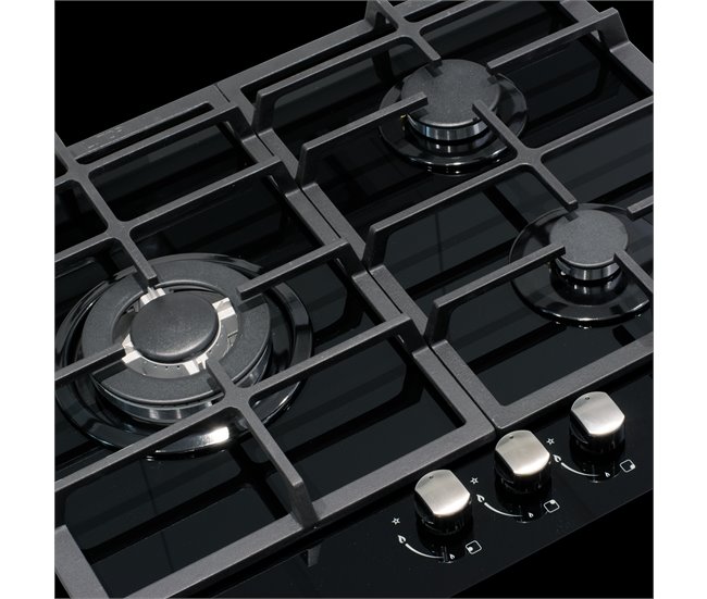 Conforama Placa cristal gas CATA LCI 6021BK 3 zonas 59cm negro En línea
