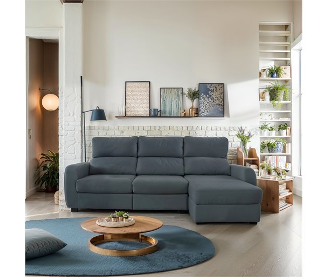 Conforama Chaise longue convertible en cama tela APRIL derecho gris Últimos 2 días