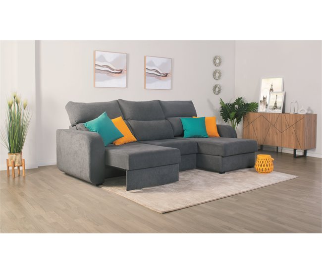 Conforama Chaise longue convertible en cama tela APRIL derecho gris Últimos 2 días