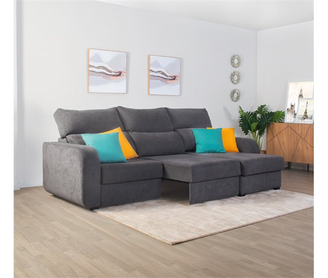 Conforama Chaise longue convertible en cama tela APRIL derecho gris Últimos 2 días