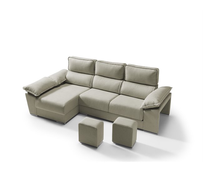 Conforama Chaise longue izquierda con arcon DIWY color beige Promoción por tiempo limitado