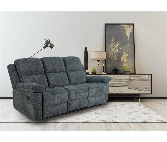 Conforama Sofá ALYSA 3 plazas relax manual gris oscuro Superdescuento