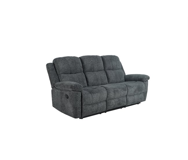 Conforama Sofá ALYSA 3 plazas relax manual gris oscuro Superdescuento