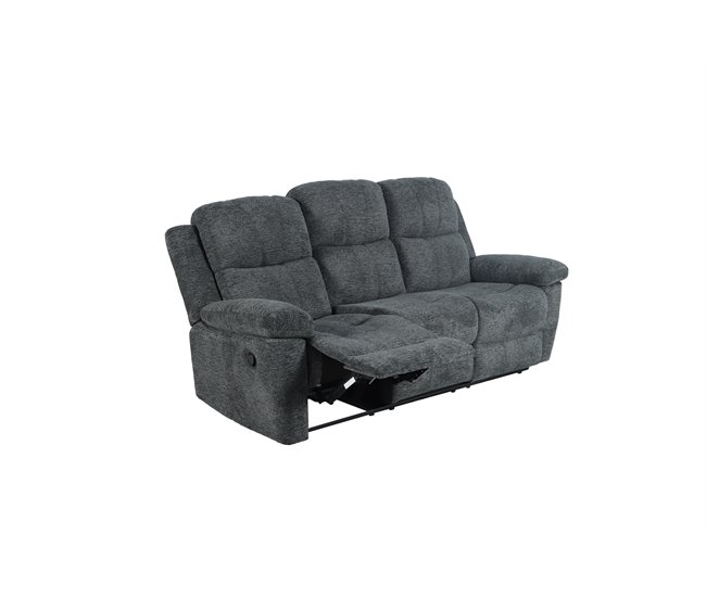 Conforama Sofá ALYSA 3 plazas relax manual gris oscuro Superdescuento