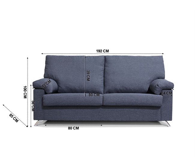 Conforama Sofá 3 plazas MATIS color azul Liquidación