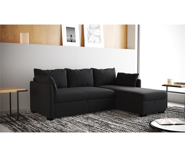 Conforama Chaise longue con cama reversible SYCO gris Grandes ahorros