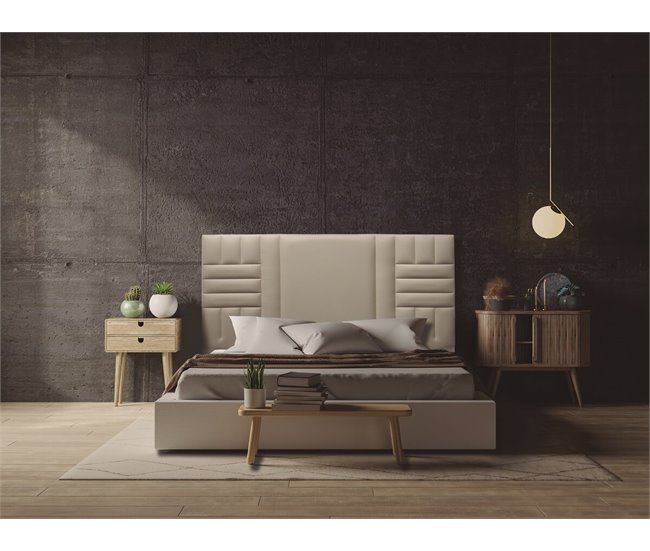 Conforama Cabecero KANSAS piel sintética beige 160x120cm Gran oferta