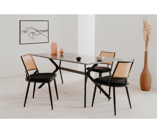 Conforama Silla de comedor LUIGI pack 4 unidades en ratán y negro Últimos 2 días