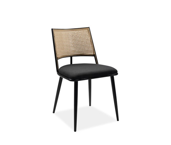 Conforama Silla de comedor LUIGI pack 4 unidades en ratán y negro Últimos 2 días