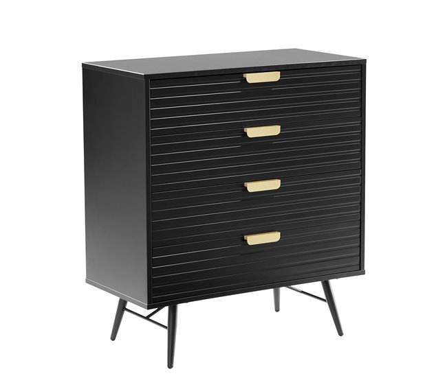 Conforama Cómoda EMILY 90x80x40cm 4 cajones negro Último día