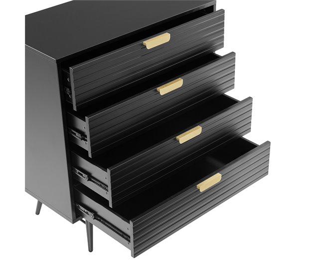 Conforama Cómoda EMILY 90x80x40cm 4 cajones negro Último día