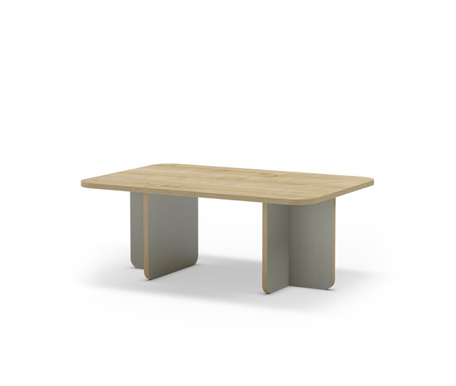 Conforama Mesa de centro rectangular HILLARY roble y verde Tienda de fábrica