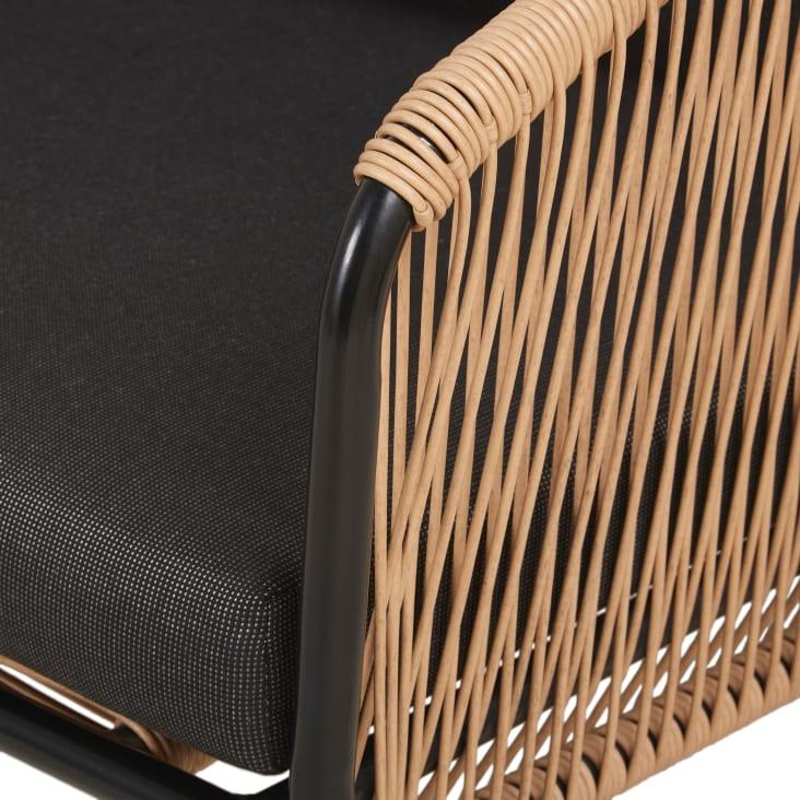 ﻿Maisons du Monde Arun - Sofá de jardín de 3 plazas de resina reciclada beige y metal negro ÚLTIMAS EDICIONES