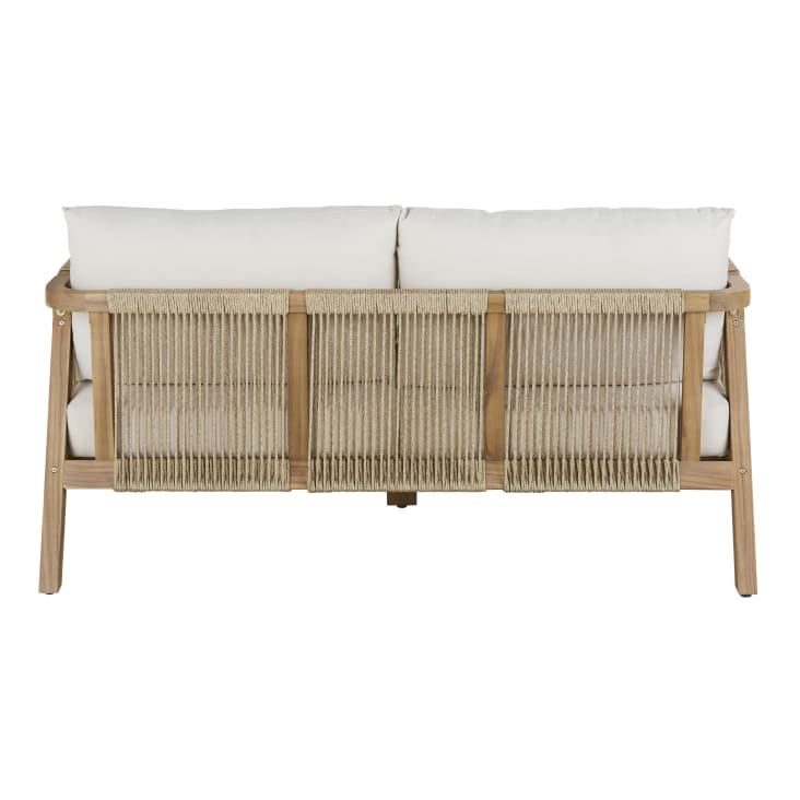 Maisons du Monde Barcares - Banqueta de jardín de madera de acacia maciza con cojines color crudo Solo hoy