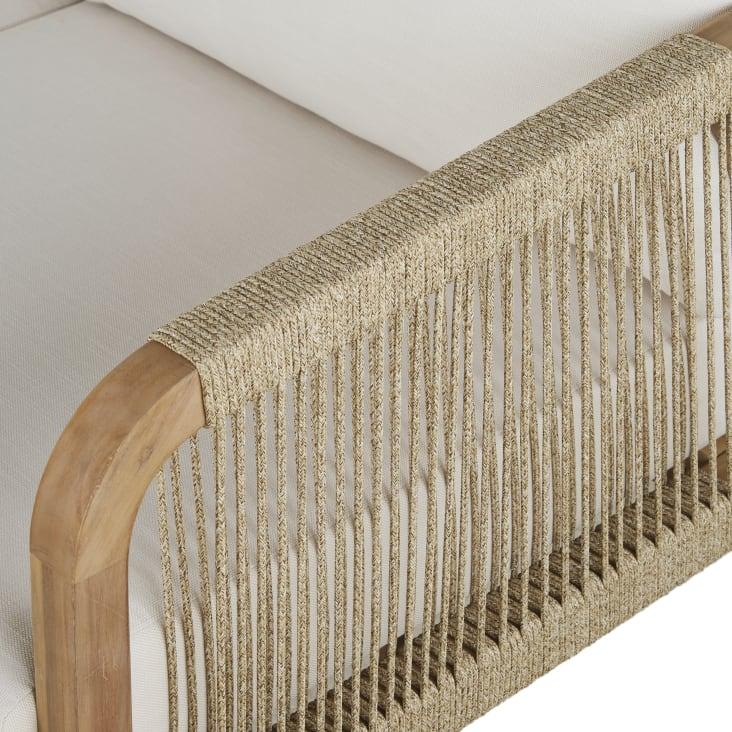 Maisons du Monde Barcares - Banqueta de jardín de madera de acacia maciza con cojines color crudo Solo hoy