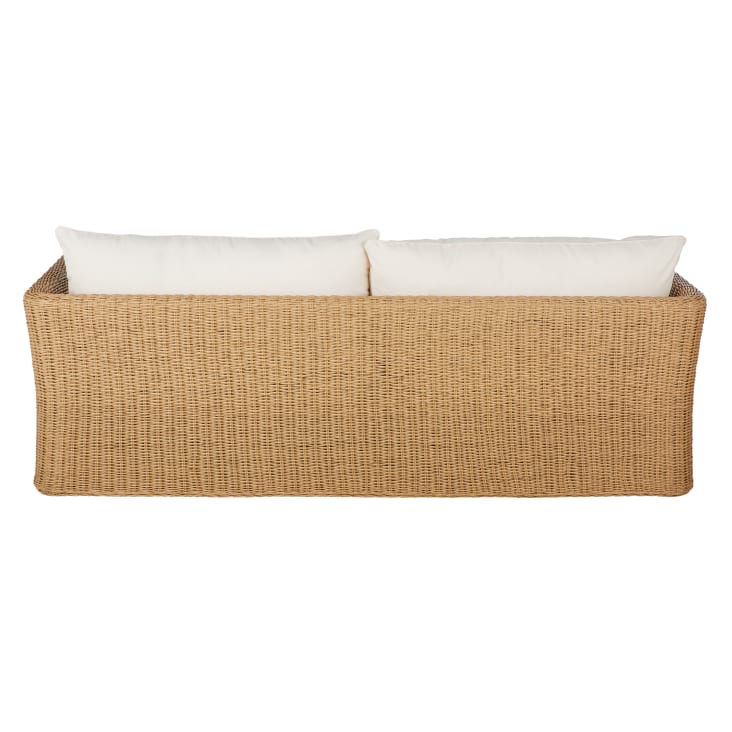 Maisons du Monde Agulo - Sofá de 3 plazas de exterior de resina reciclada efecto ratán y poliéster reciclado beige Solo queda un día