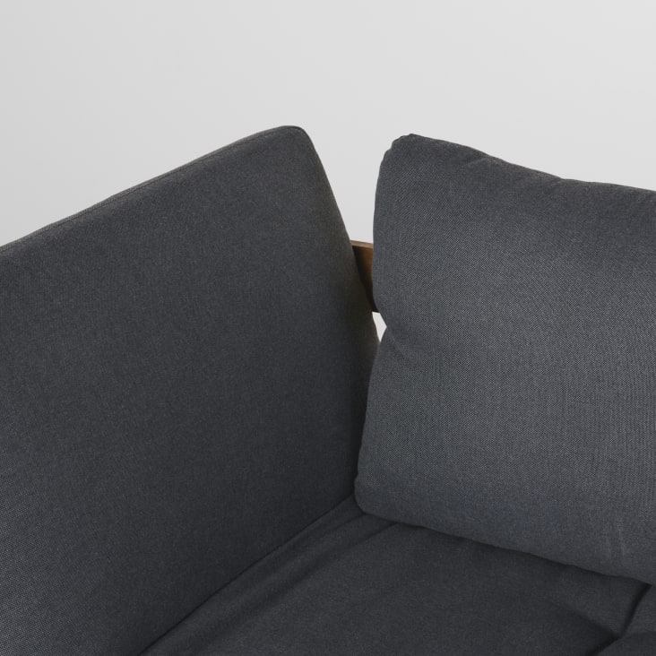 Maisons du Monde Relax - Banqueta de jardín modular de 3 plazas en madera de acacia con cojines gris antracita de tejido Liquidación