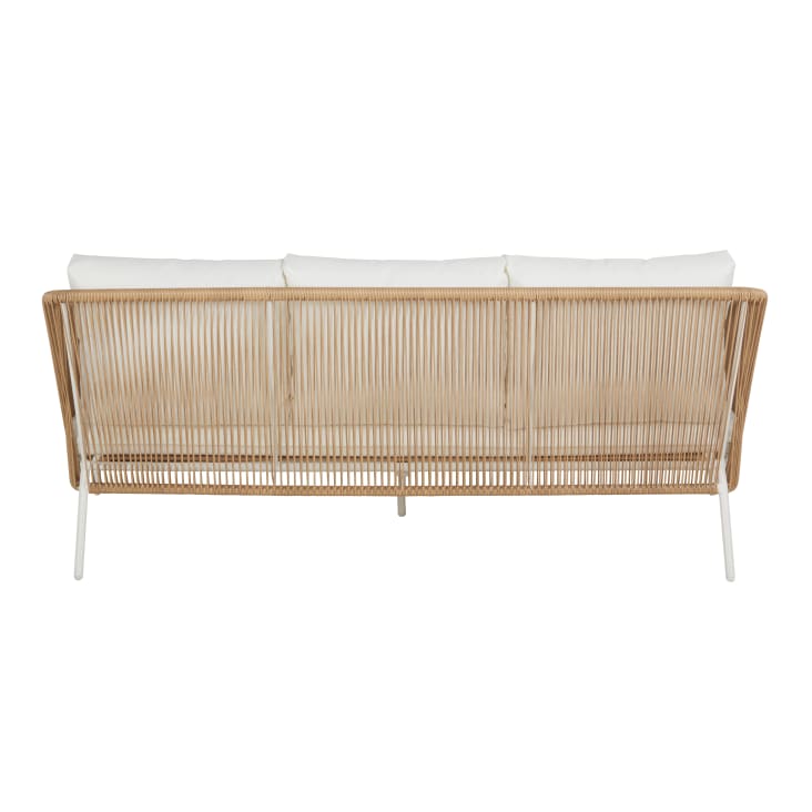 Maisons du Monde Arun - Sofá de jardín de 3 plazas de resina reciclada beige y metal blanco Envío internacional gratuito