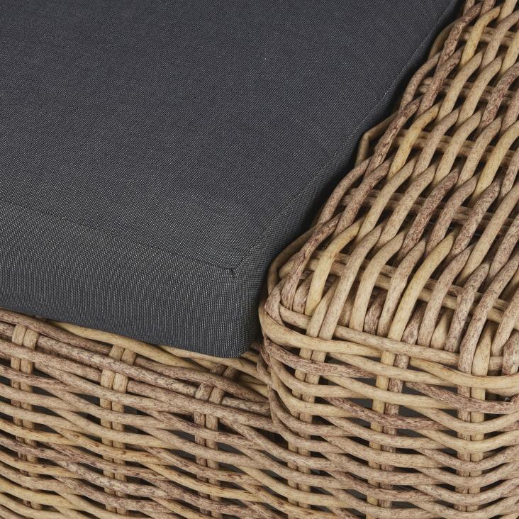 Maisons du Monde Cerrado - Sofá de exterior para 3/4 personas de resina trenzada reciclada efecto ratán y poliéster reciclado gris antracita Precios de Black Friday