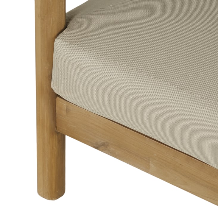 Maisons du Monde Moscari - Sofá de jardín de 3 plazas de madera de acacia maciza con cojines de tela reciclada beige Oferta exclusiva