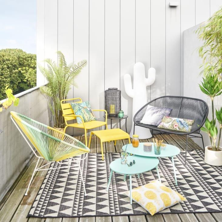 Maisons du Monde Copacabana - Banco de jardín apilable de 2/3 plazas de hilo de resina y metal negro Grandes ahorros