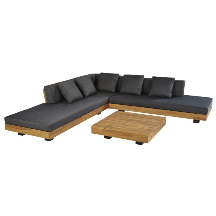 Maisons du Monde Porto Rico - Salón de jardín de 6 plazas en madera de acacia y tejido reciclado color gris antracita Devoluciones gratuitas