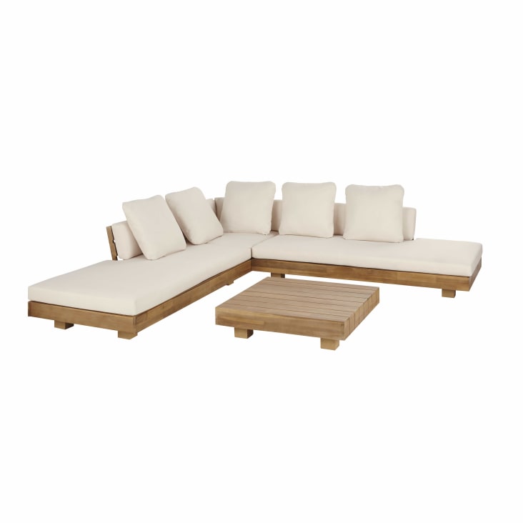 Maisons du Monde Porto Rico - Salón de jardín de 6 plazas en madera de acacia y tejido reciclado color crudo Outlet