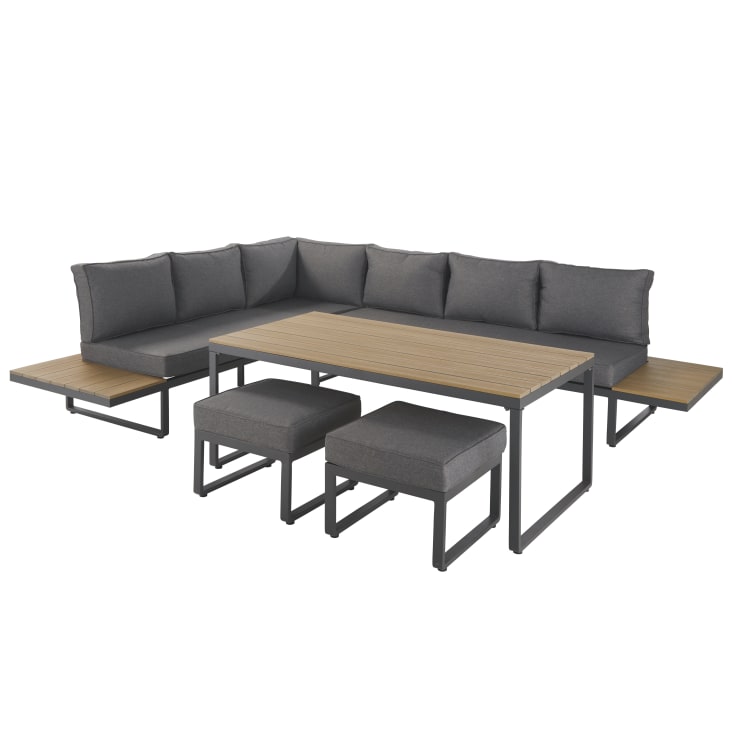 Maisons du Monde Limassol - Salón de jardín de 8 plazas gris antracita y compuesto efecto teca Outlet online