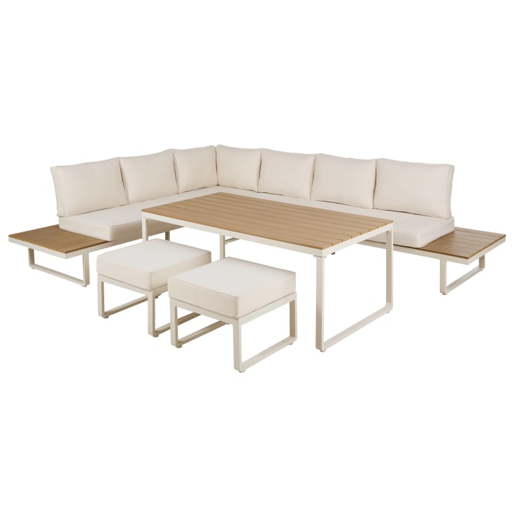 Maisons du Monde Limassol - Salón de jardín de 5 plazas de aluminio beige con cojines beige Venta caliente