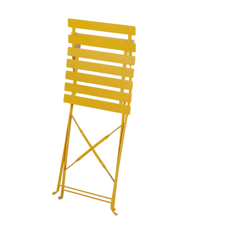 Maisons du Monde Guinguette - Sillas de comedor de exterior plegables de metal amarillo (x2) En oferta