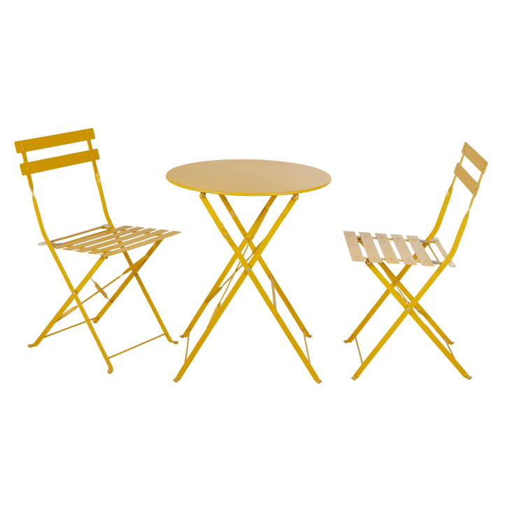 Maisons du Monde Guinguette - Sillas de comedor de exterior plegables de metal amarillo (x2) En oferta