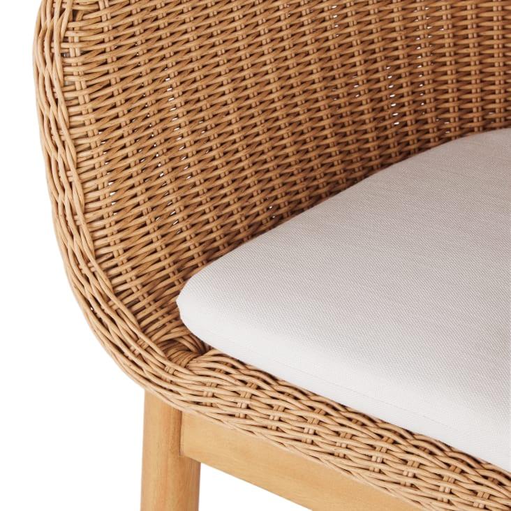 Maisons du Monde Moraira - Silla para comedor de exterior de madera de eucalipto y poliéster reciclado color crudo Rebajas baratas