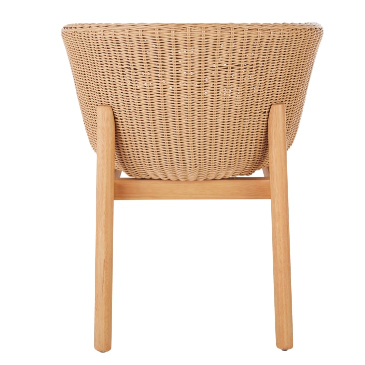 Maisons du Monde Moraira - Silla para comedor de exterior de madera de eucalipto y poliéster reciclado color crudo Rebajas baratas