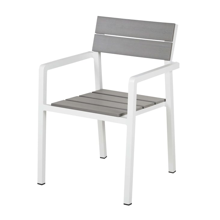 Maisons du Monde Escala - Sillas de comedor de exterior de compuesto gris claro y aluminio crudo (x2) Rebajas de fábrica