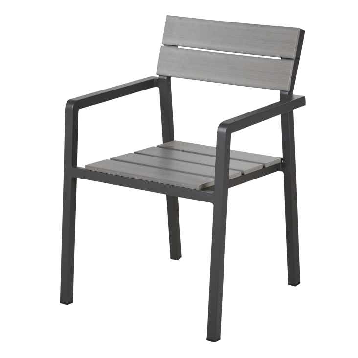 Maisons du Monde Escala - Sillas de comedor de exterior de compuesto gris claro y aluminio gris antracita (x2) Los más vendidos