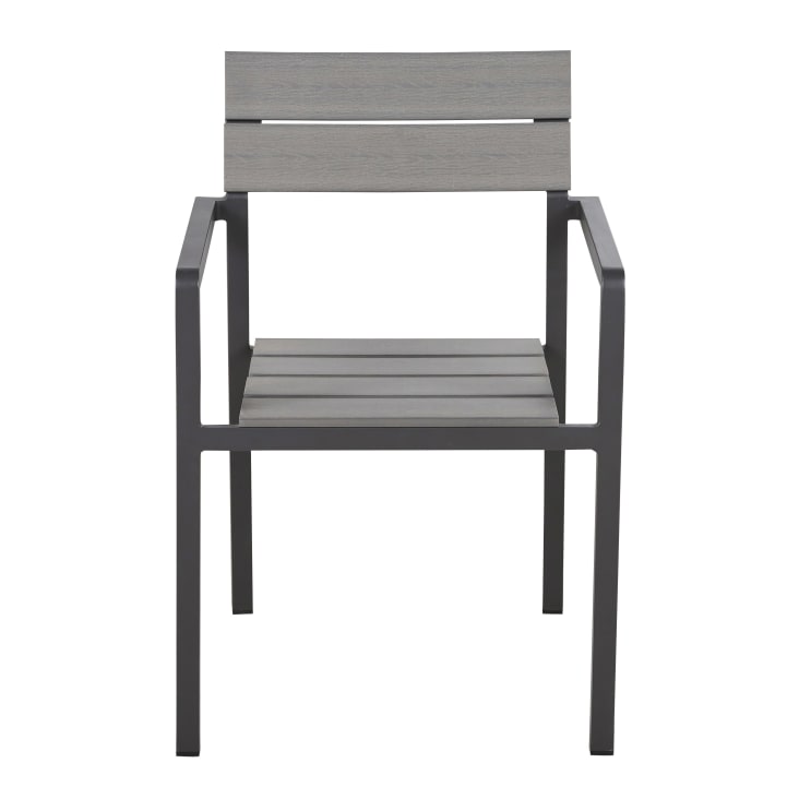 Maisons du Monde Escala - Sillas de comedor de exterior de compuesto gris claro y aluminio gris antracita (x2) Los más vendidos