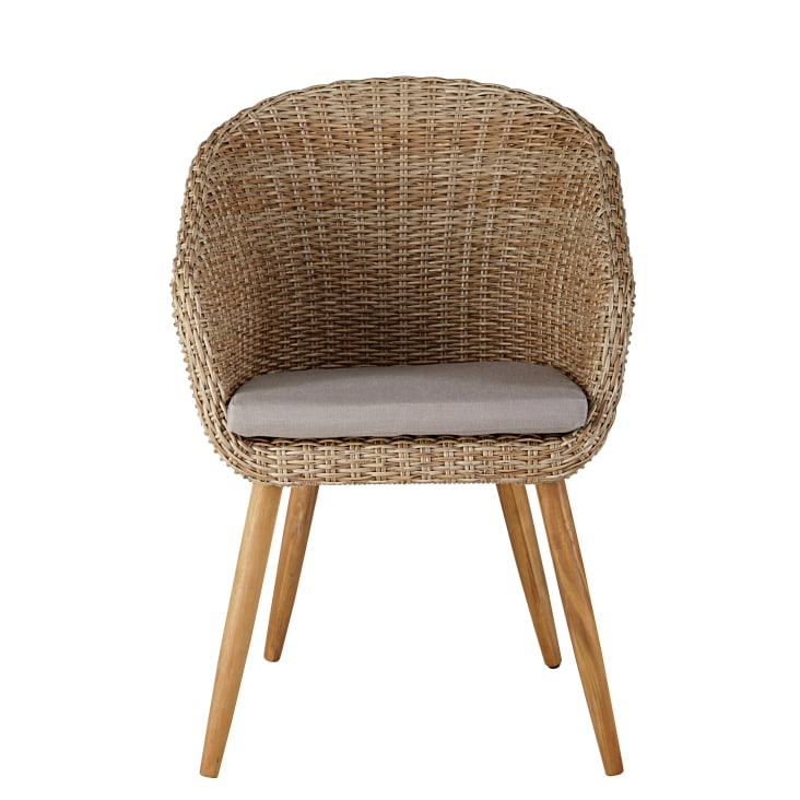 Maisons du Monde Kuta - Silla de jardín de resina trenzada y acacia maciza Descuento